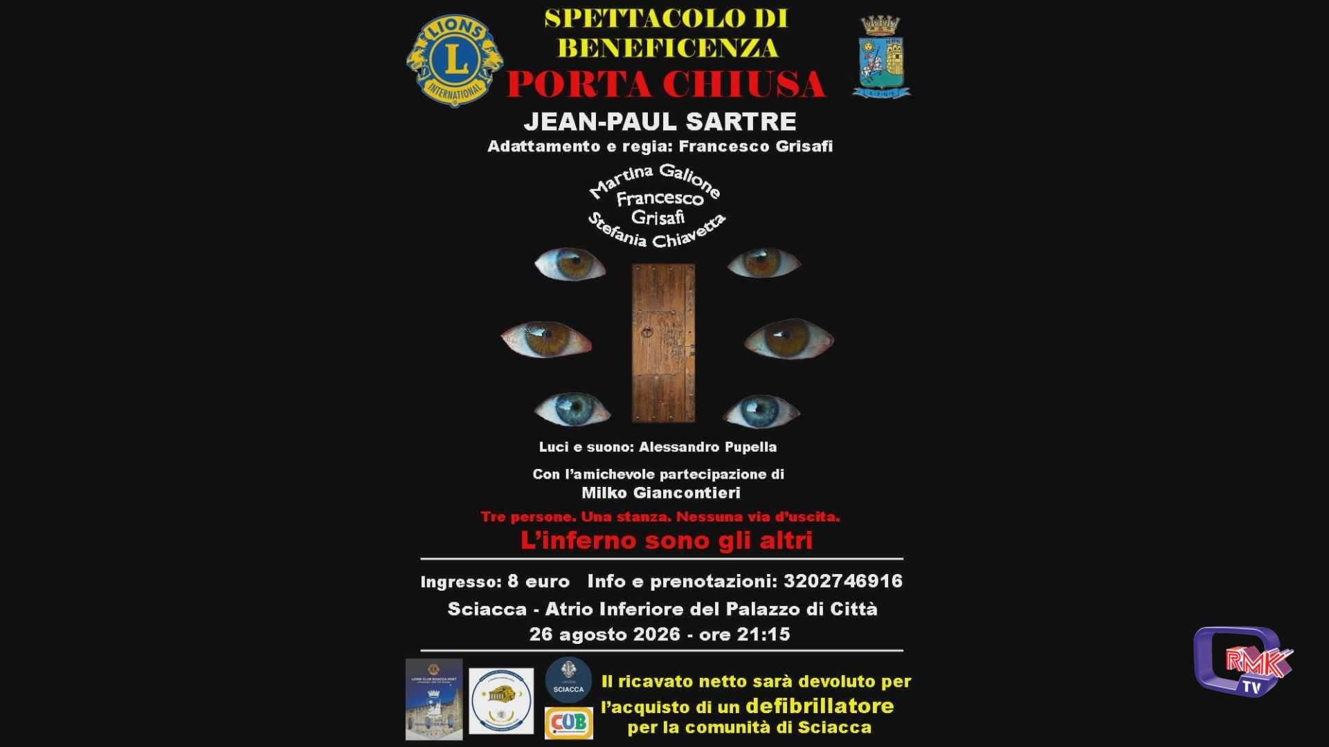  Teatro. Torna “Porta chiusa”, ricavato per l’acquisto di un defibrillatore